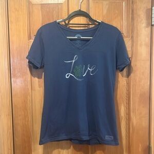 Life is good women’s crusher tee  love short sleeve shirt size medium.
